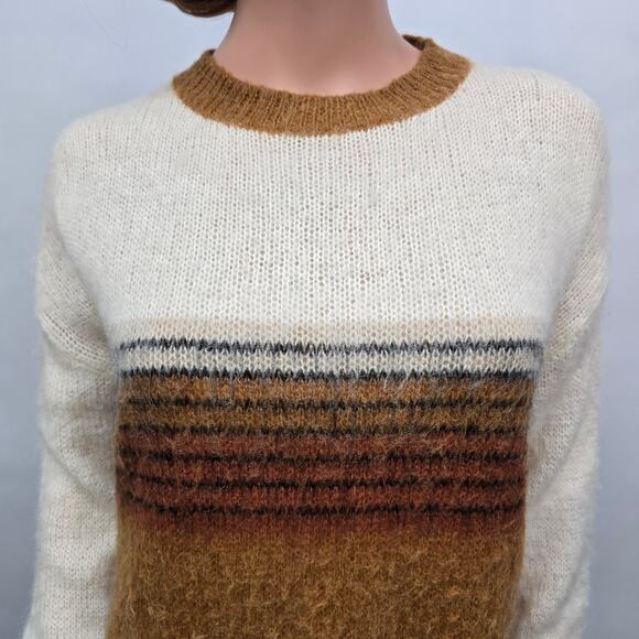 FRNCH Paris Sweater Mohair Blend Women M/ L Colorblock Ombre Stripe Crewneck - Picture 2 of 12